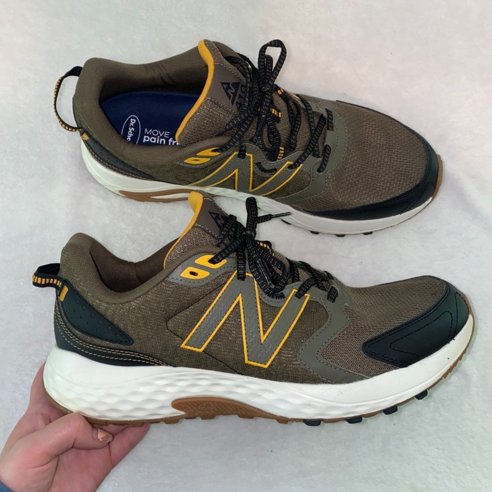 New Balance men's 410 trail running shoe green white black size US 14